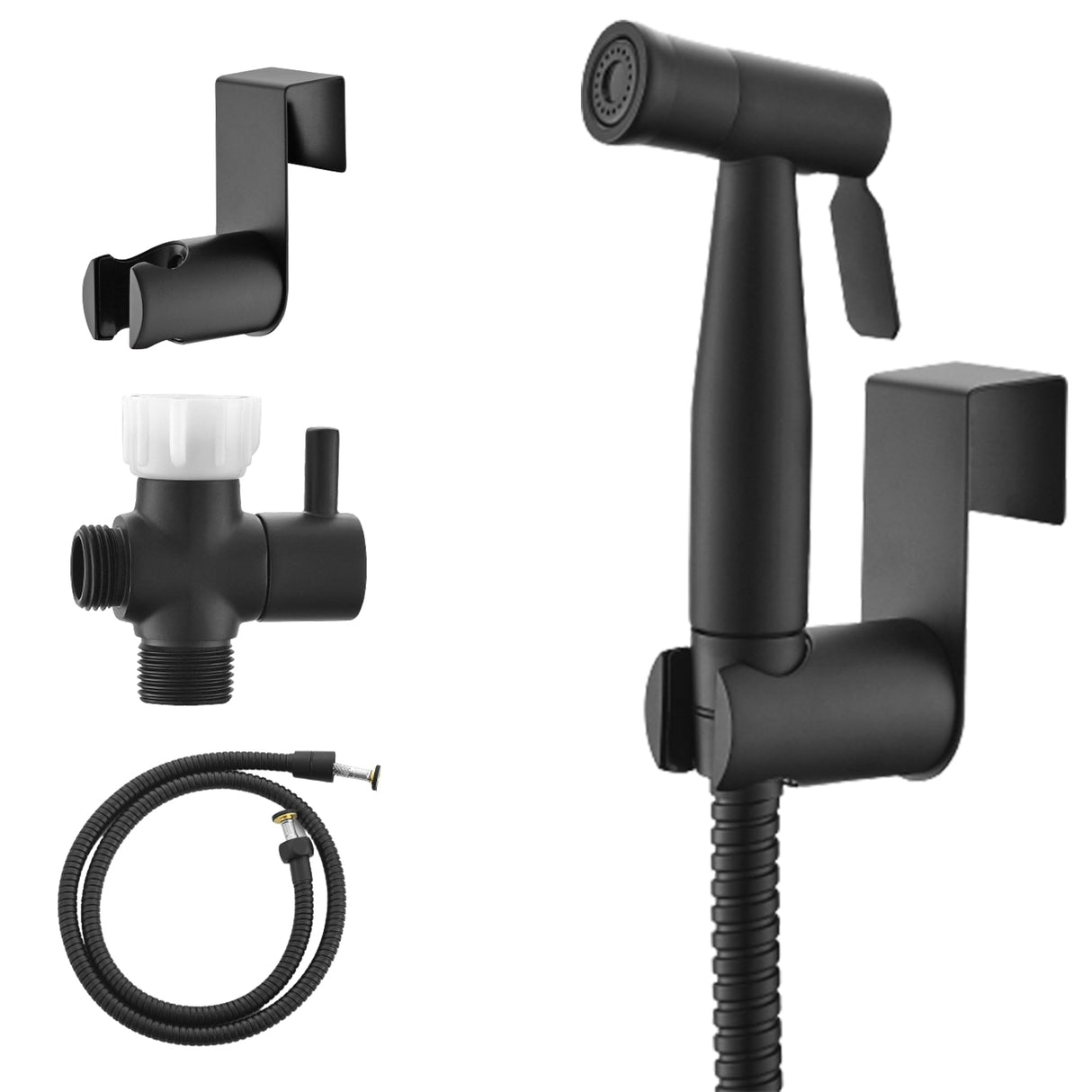 Purrfectzone Black Bidet Sprayer for Toilet, Handheld Shower Kit, Easy-to-Install Toilet Handheld Set, Hand Held Stainless Steel with Adjustable Flow, Cloth Diaper Sprayer Shattaf