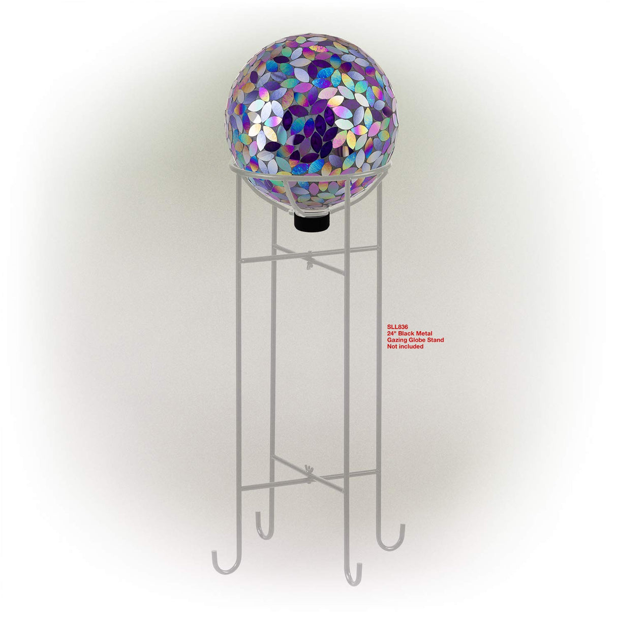 Alpine Corporation 10" Diameter Indoor/Outdoor Glass Mosaic Gazing Globe Yard Decoration, Purple Pearlized Petals Design