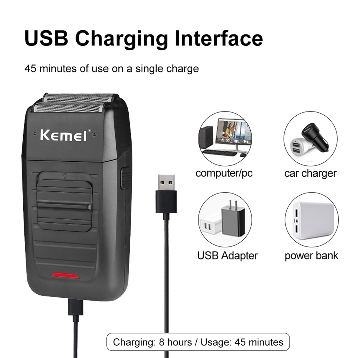 KEMEI Professional Hair Clipper, Hair Trimmer, Beard Shaver Set for Men, Electric Cordless Barber Clipper Beard Trimmer, Rechargeable Fade Clipper Haircutting Kit, KM-2299, KM-2296, KM-1102