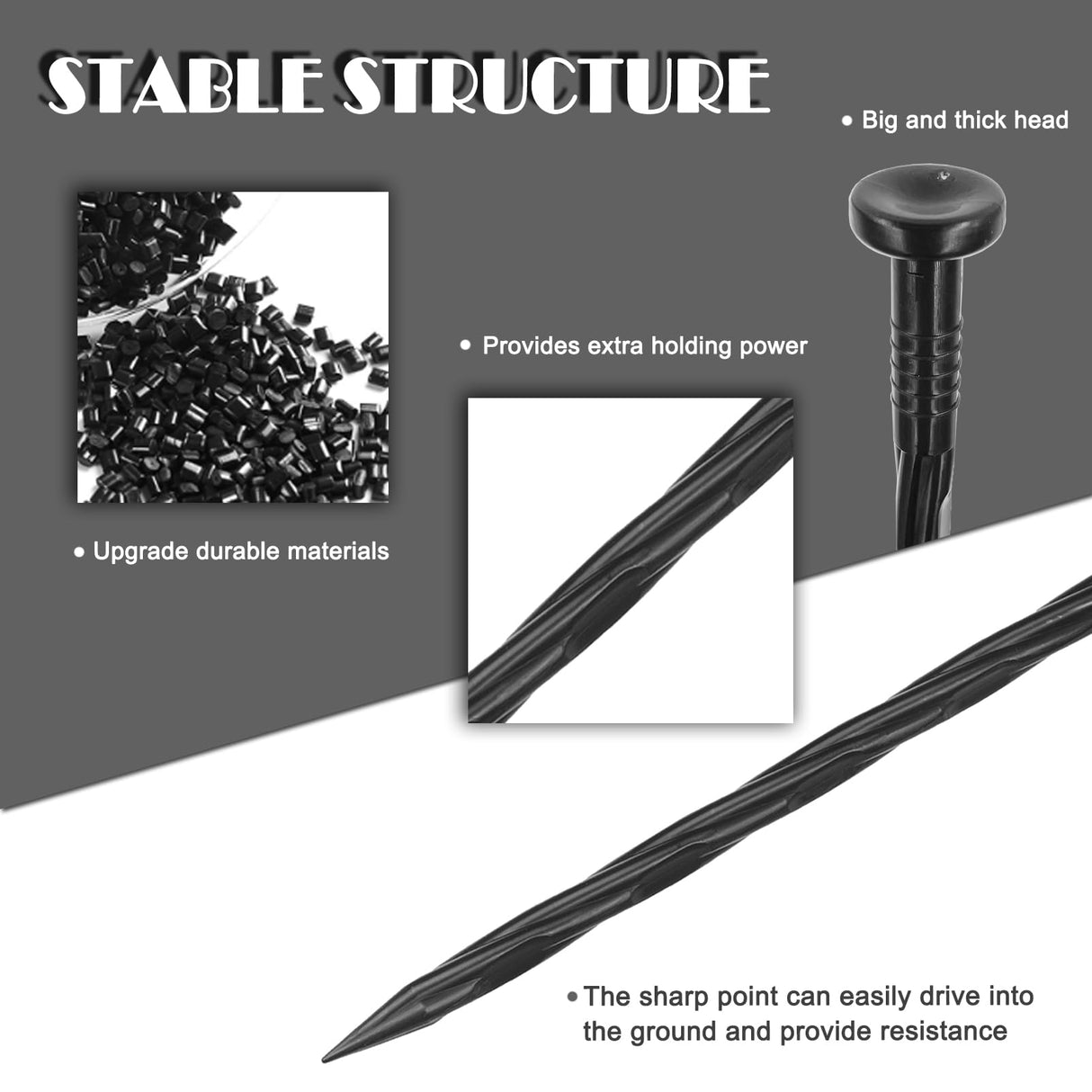 COBARYEN Plastic Landscape Anchoring Spikes 100 Pcs 8 Inch Nylon Spiral Landscape Spikes for Yard, Garden Lawn, Weed Barriers, Artificial Turf, Tent
