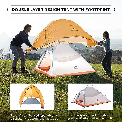 Naturehike Cloud-Up 2 Person Tent Lightweight Backpacking Tent with Footprint - Free Standing Ultralight Camping Hiking Backpack Tents Two Person Tent