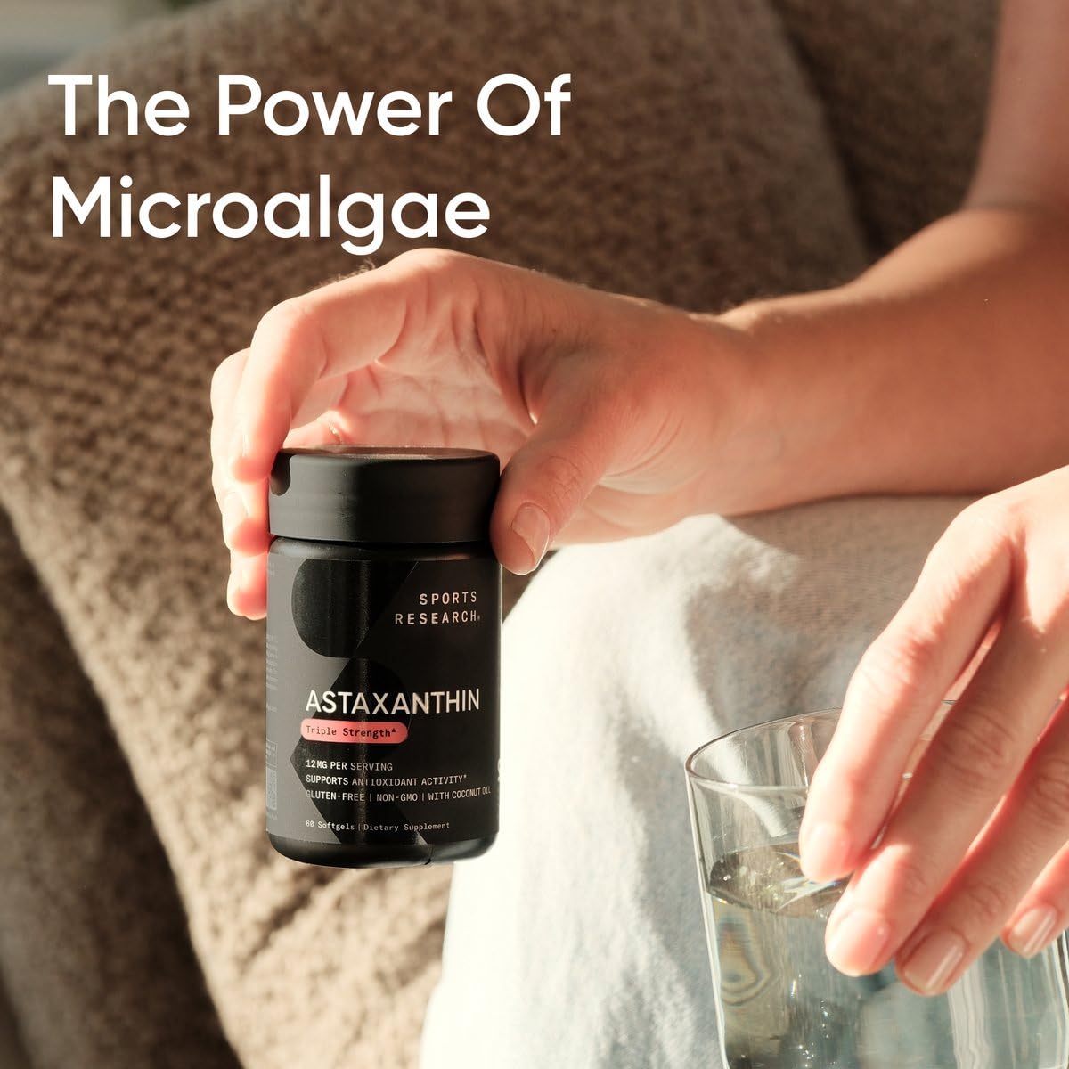 Sports Research Triple Strength Astaxanthin Supplement (6mg) with Organic Coconut Oil for Antioxidant Activity, Skin & Eye Health Support - Non-GMO Verified & Gluten Free - 120 Softgels