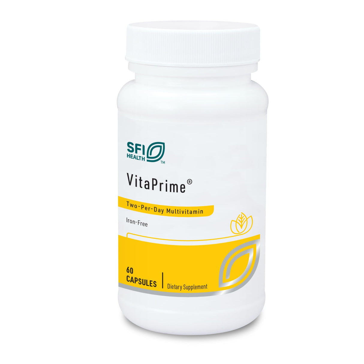 Klaire Labs SFI Health VitaPrime - Iron Free Multivitamin for Women & Men - Promote Immune Function & Support Nutritional Gaps - Two-Per-Day Multivitamin with Methyl Folate & B12 (60 Capsules)