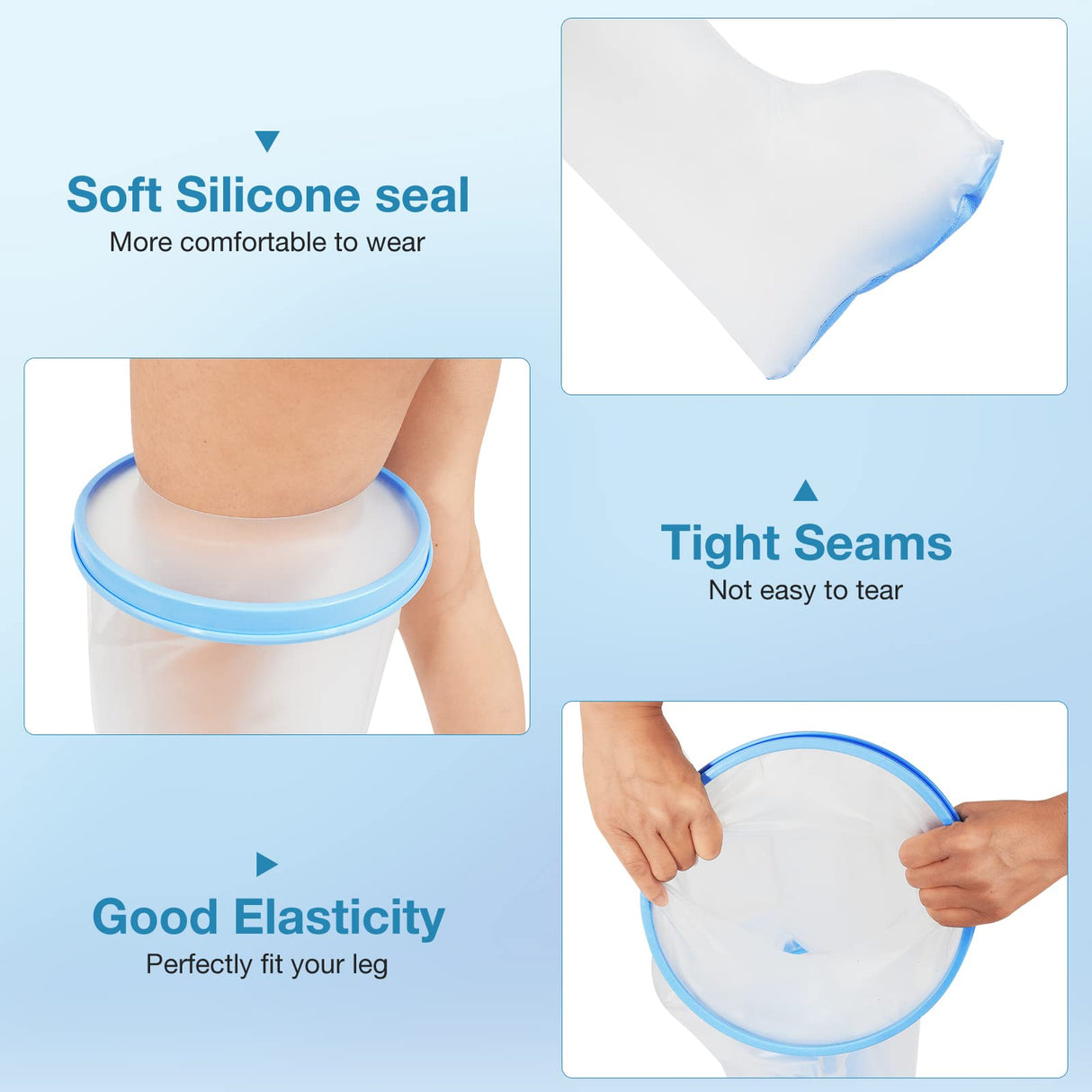 Waterproof Extra Wide Leg Cast Cover for Shower Adults, Extra Large Leg Shower Cover with Non-Slip Bottom, Watertight Foot Protector for Plus Size Adults Surgery Shower Boot