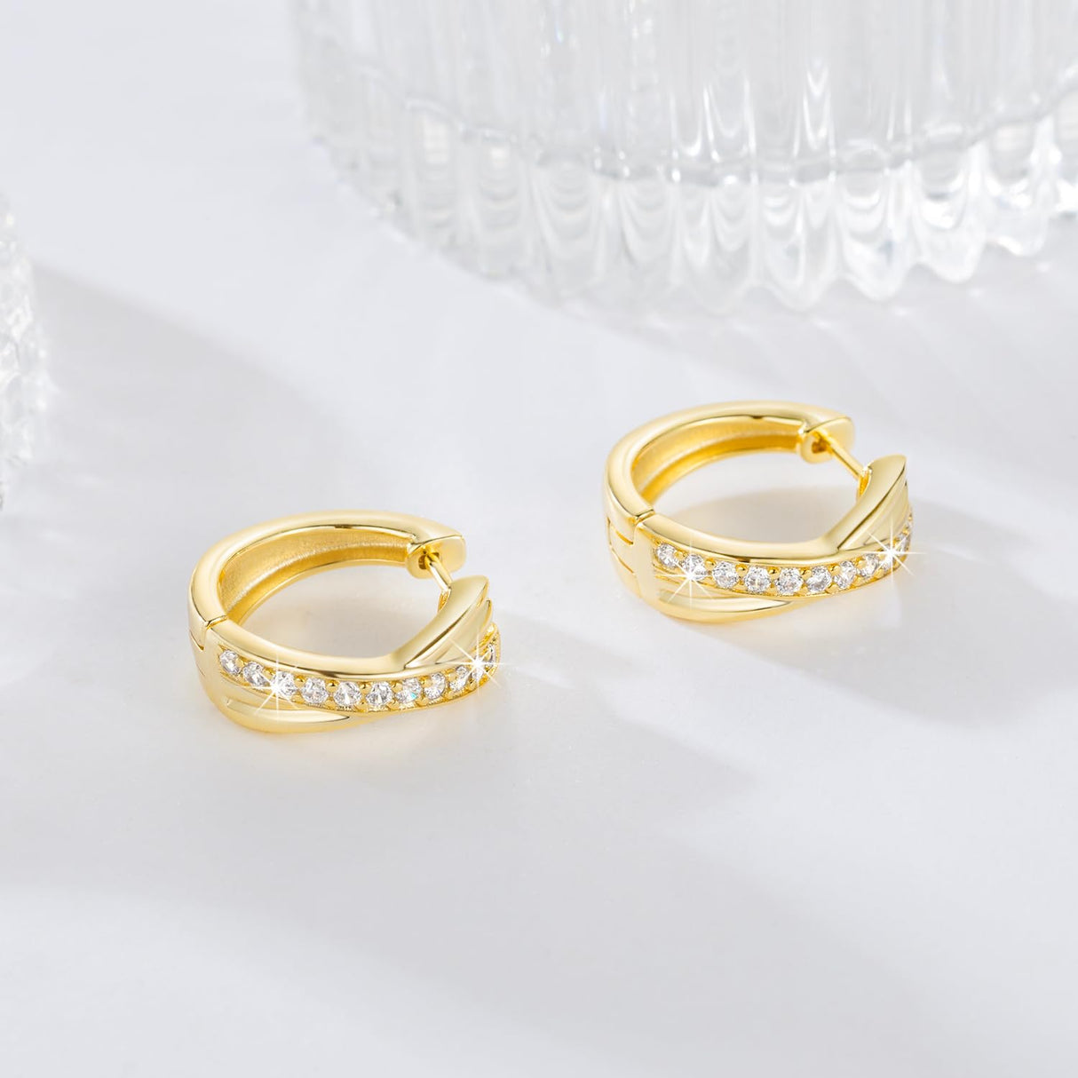 BANGALO 14K Gold Earrings for Women Good Huggie Earrings 17mm