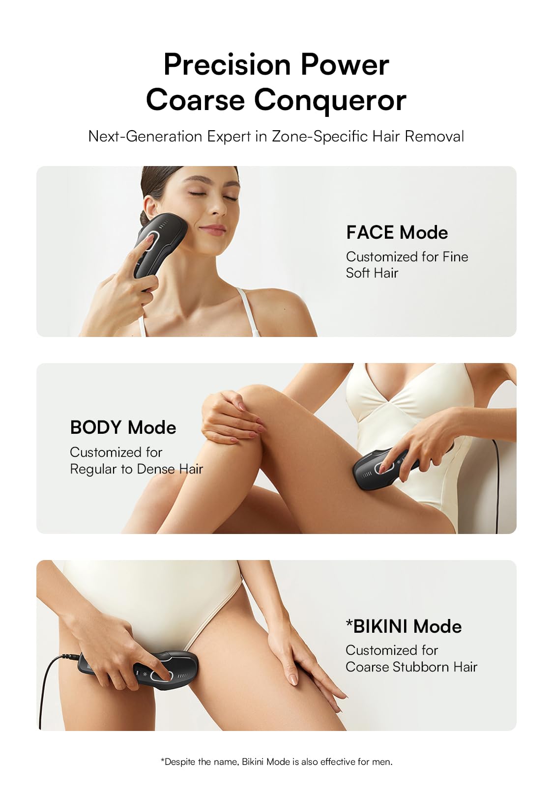 INIA Laser Hair Removal with Ice-Cooling Care for Women and Men, Painless at-Home IPL Hair Remover for Coarse Hair in Bikini and All Body Areas, Latest Generation for Effective Results (Black)