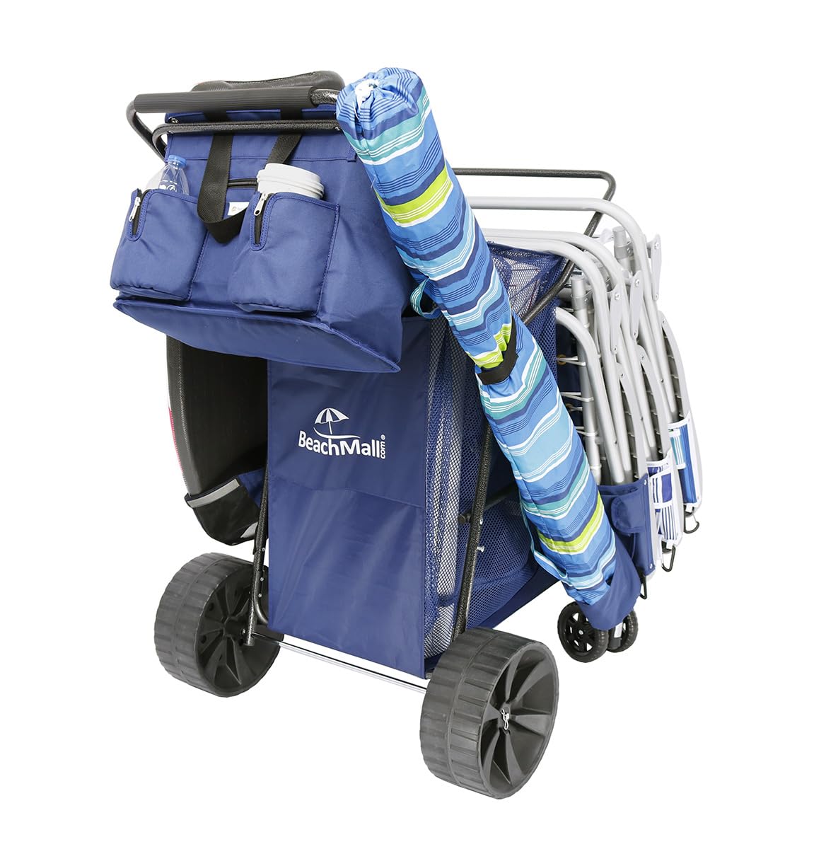 Ultimate Buggy Beach Cart with Big Wheels for Sand, Wide Wheel Wagon with Insulated Cooler Bag, Body Board and Umbrella Holder, 100 lbs Capacity