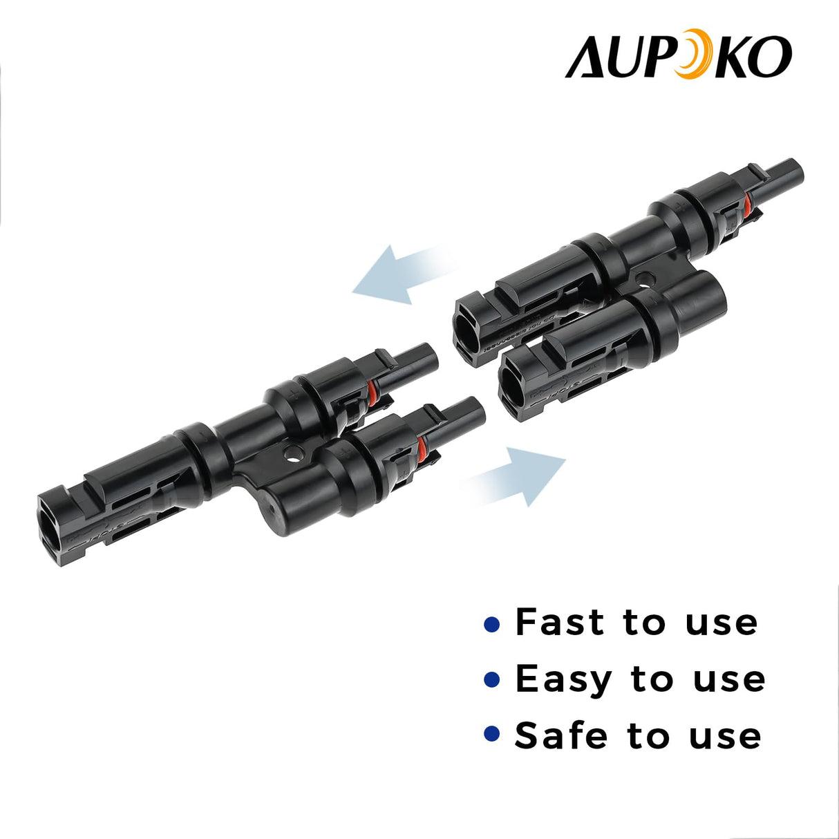 Aupoko T Branch Connectors, Solar IP67 Waterproof Adapter Cable 2 to 1 Compatible with Multi-Connector 4, Solar T Branch Connectors MMF+FFM for Solar Panel and Photovoltaic Systems