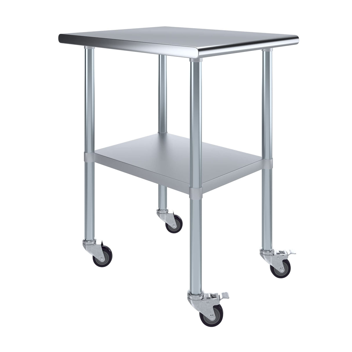 AmGood 30 in. x 24 in. Stainless Steel Work Table with Wheels | Metal Kitchen Food Prep Table | NSF