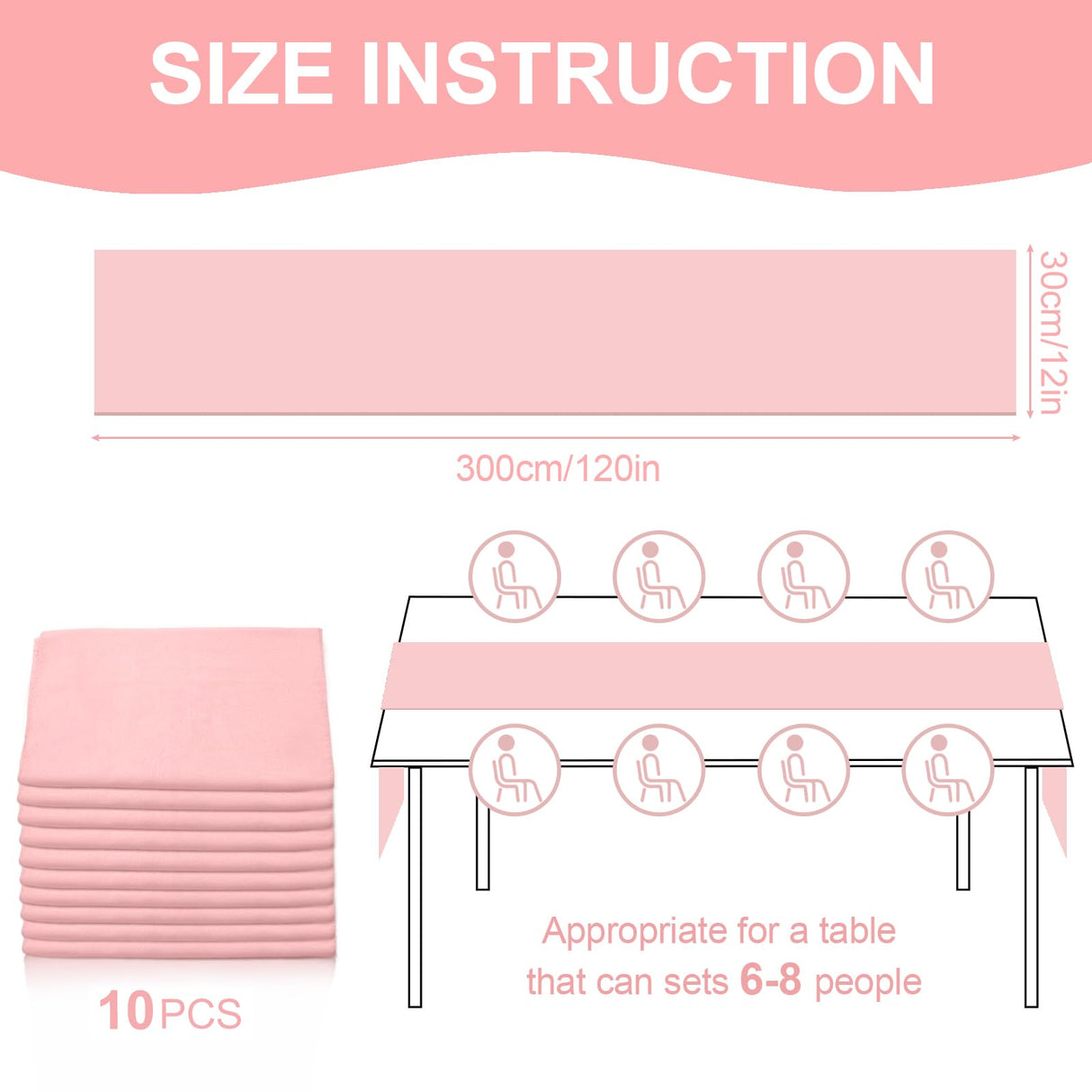 10 Pack 10ft Baby Pink Chiffon Table Runners Wedding Table Runner Sheer Romantic Tulle Table Runner for Christmas Wedding Bridal Tea Party Baby Shower Birthday Party Table Decorations(120 x 12 in)