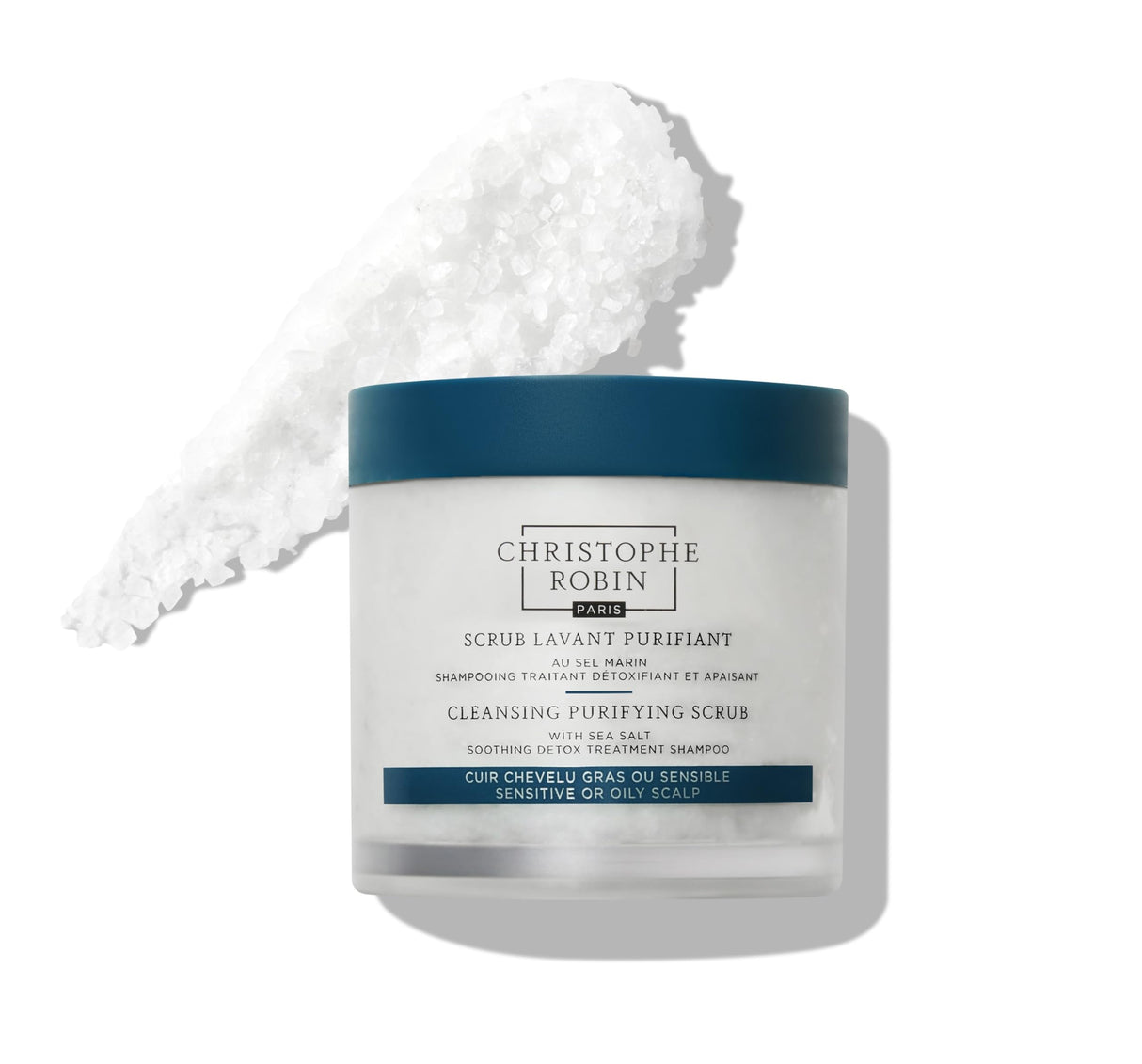 Christophe Robin Cleansing Purifying Scrub with Sea Salt for Oily and Itchy Scalp Detox 250ml (Low Dioxane)