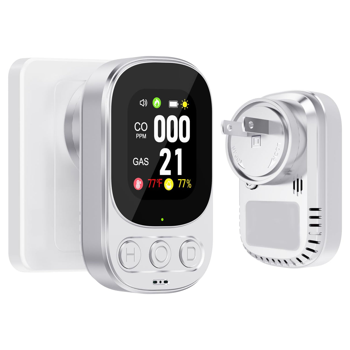 ByAnciel 4-in-1 Carbon Monoxide & Natural Gas Detector with Alarm, HD Display, Battery Backup | Plug-in Wall Monitor for CO, Gas, Temperature, and Humidity in Home, RV, Apartment Use