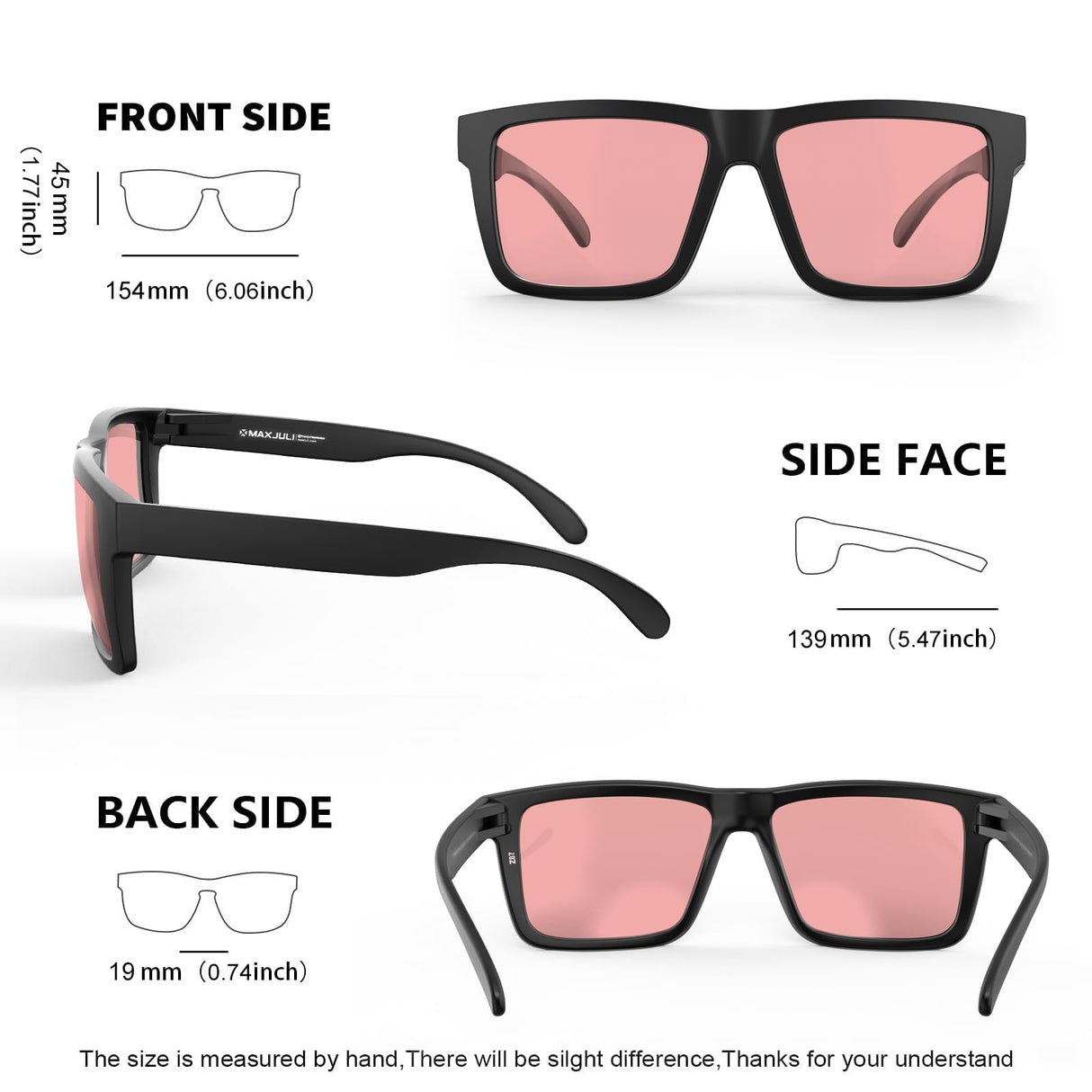 MAXJULI XXL FL-41 Rose Blue Light Blocking Glasses for Photophobia Light Sensitivity,for Computer Gaming, Screen Fatigue & UV Protection 8228 (Black/FL-41 Rose)