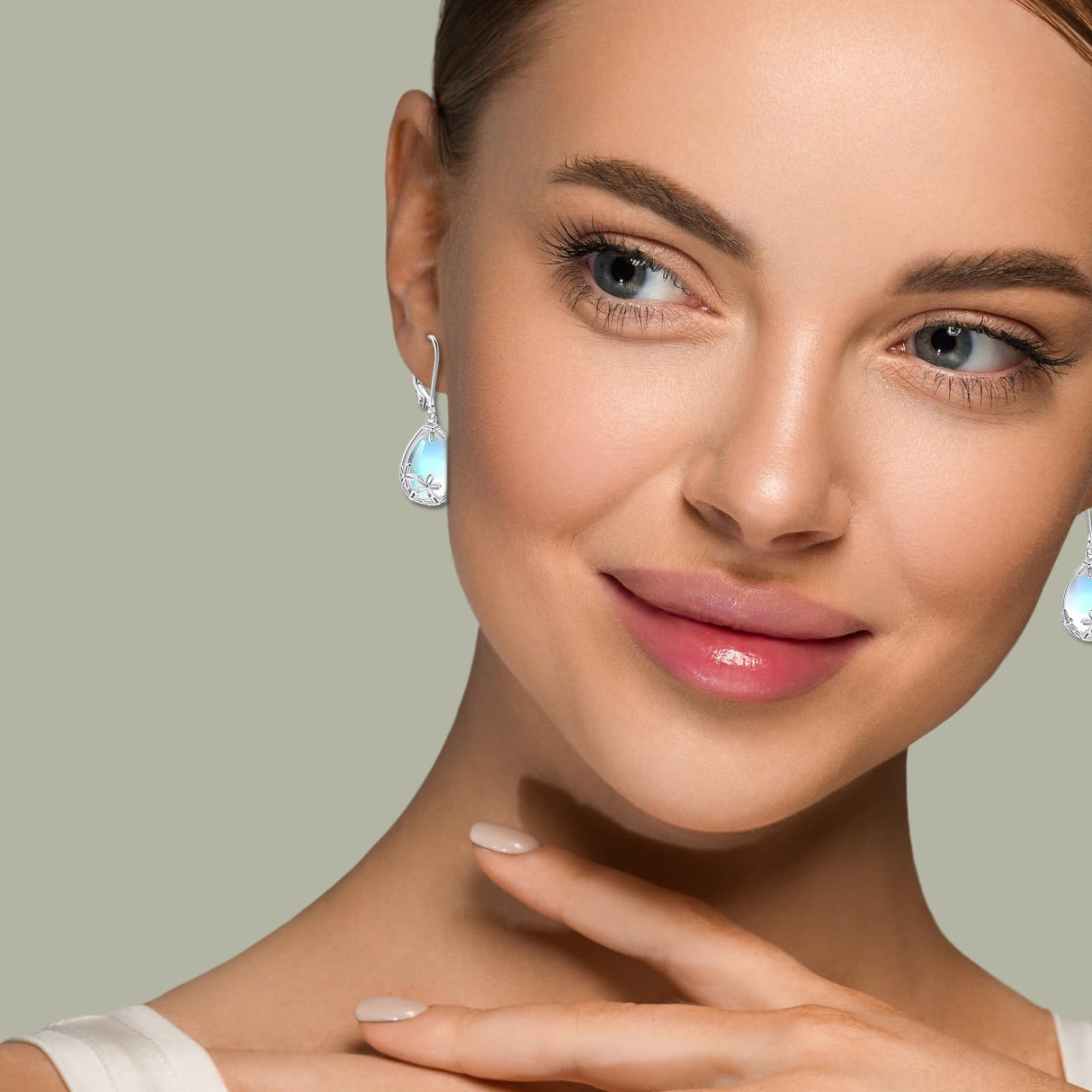 EVERU 925 Sterling Silver Moonstone Dangle Earrings Jewelry Gif for Women