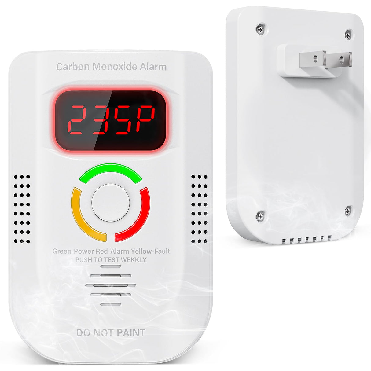Portable Carbon Monoxide Detectors Plug in for Travel, CO Detector with LED Digital Display, Carbon Monoxide Alarm with Audible and Visual Alarm & Test Mute Button, CO Gas Monitor for Home/Hotel