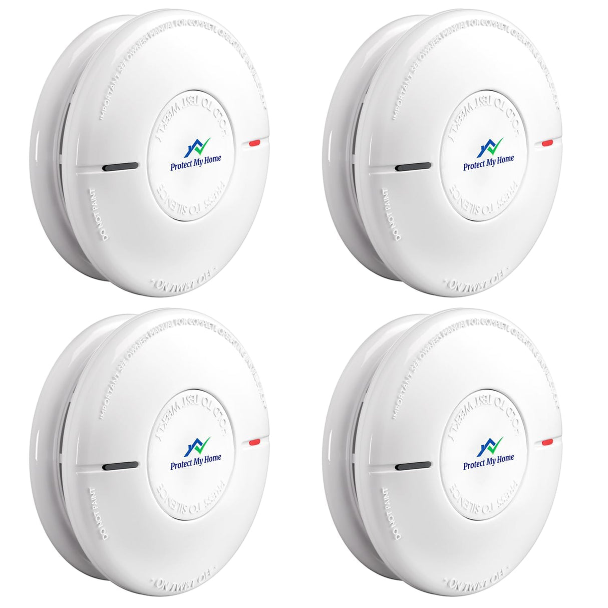 Protect My Home Smoke and Carbon Monoxide Detector Combo - CO & Smoke Alarm System with Hush Function, Self-Test Button, 10-Year Built-in Battery - Easy to Install, for Home & Office