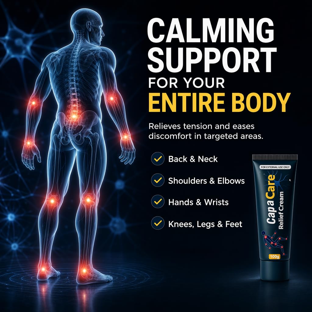 Original Capacare Neuropathy Relief Cream, Neurosoothe Formula Nerve Cream, Contains Capsaicin, Arnica, Menthol, Msm, and Glucosamine, Suitable for Feet, Hands, Legs, Muscles, Joints and Waist 100g