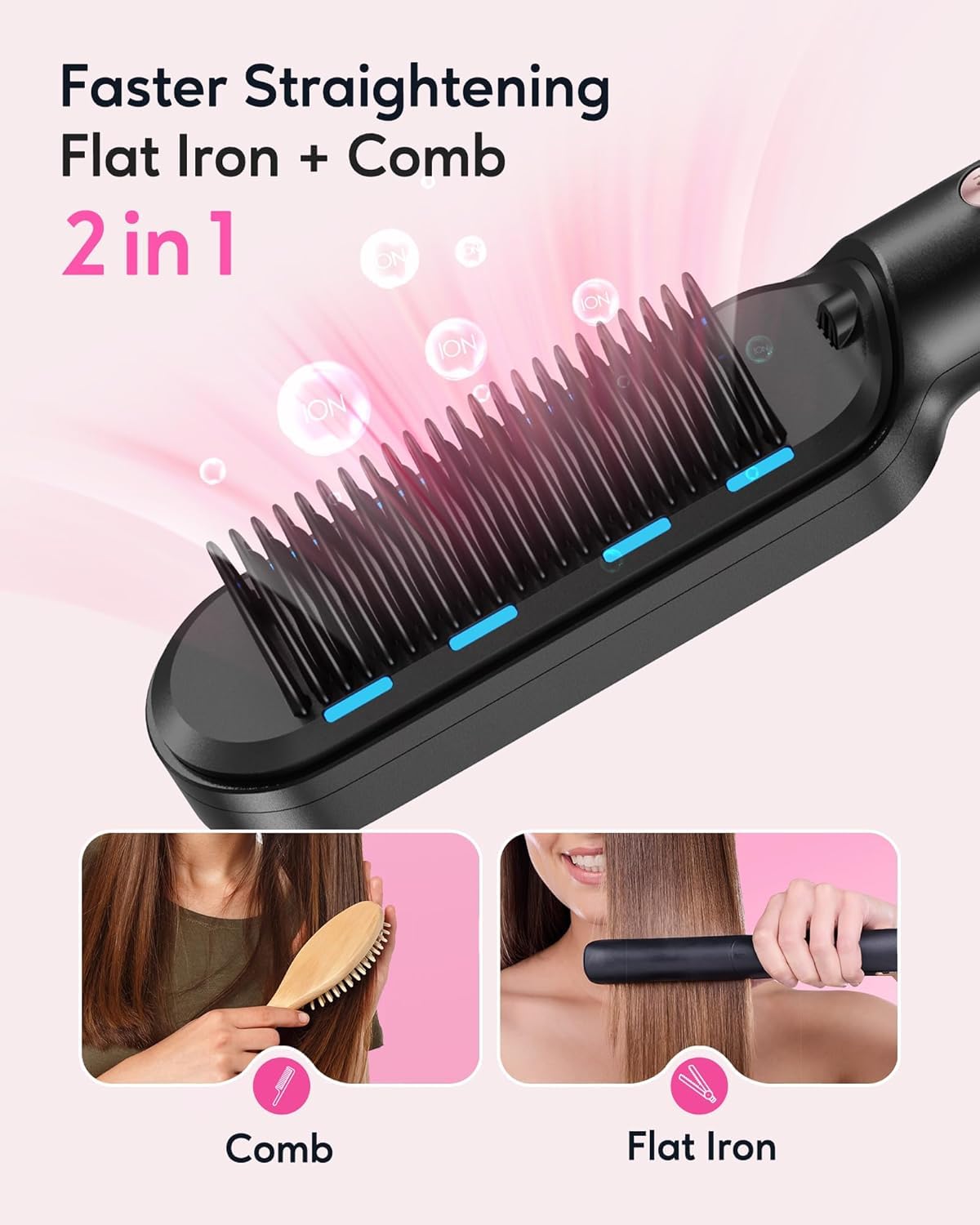 Wavytalk Sleek Sweep and Steamline Pro Steam Straightener Brush