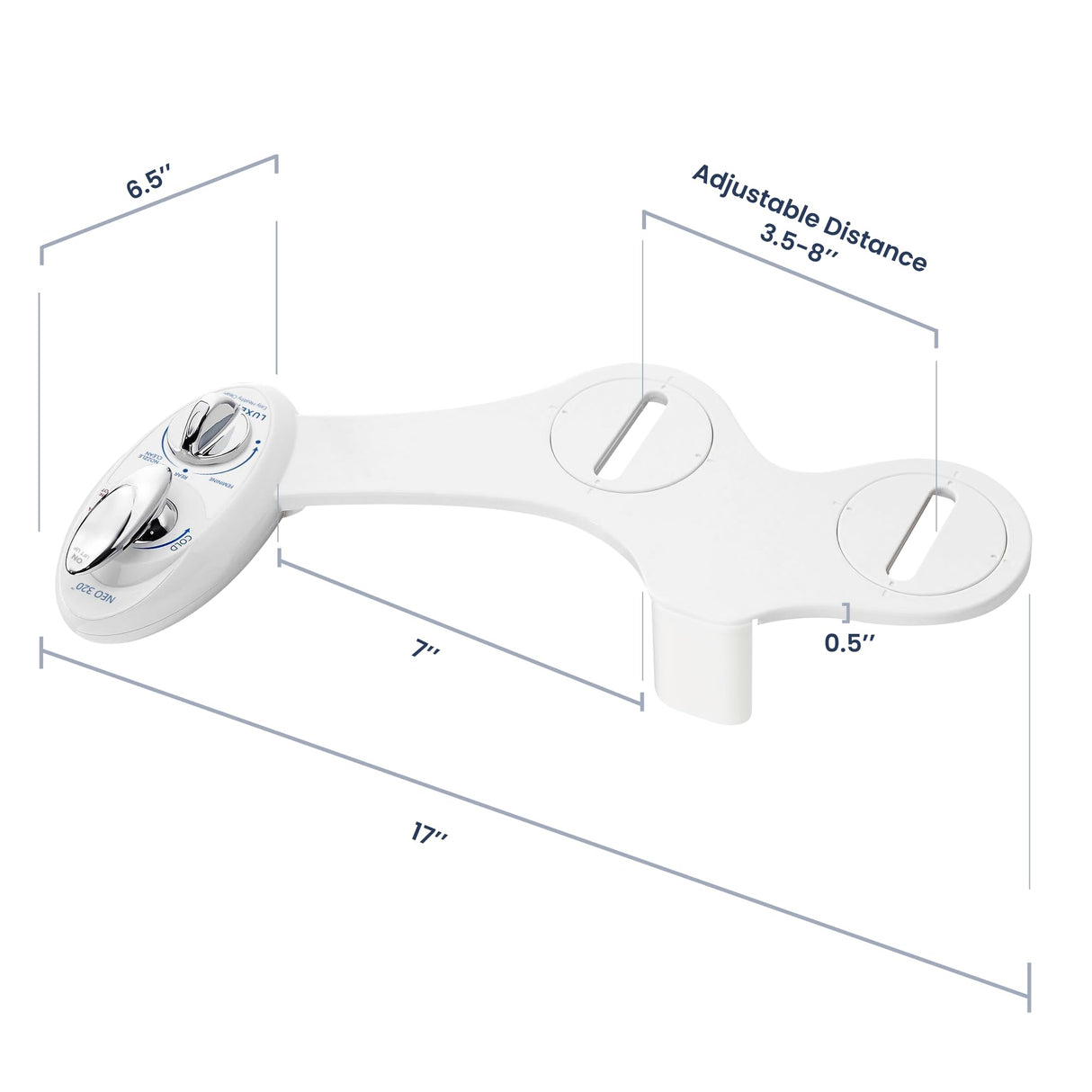 LUXE Bidet NEO 320 - Warm Water, Dual Nozzle, Self-Cleaning, Non-Electric Bidet Attachment for Toilet Seat, Adjustable Water Pressure, Rear & Feminine Wash (White)