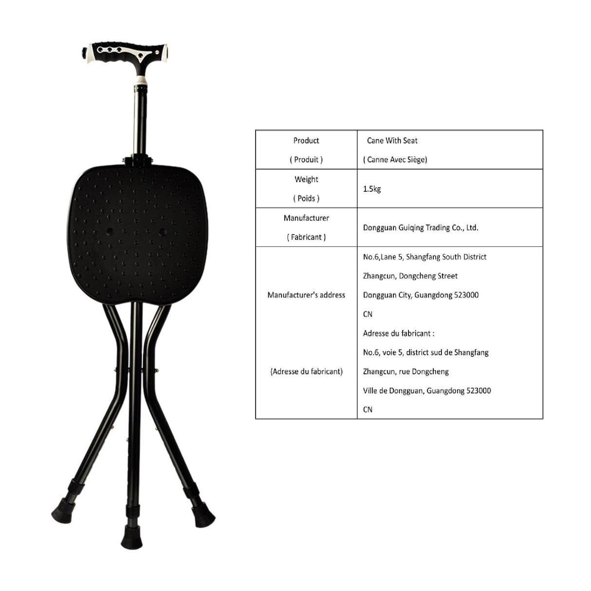 Hold 440 lbs Cane with Seat Combo Aluminum Alloy Portable LED Folding Walking Stick Chair Height Adjustable Heavy Duty Thick Stool Handy Unisex for Elderly Senior Light