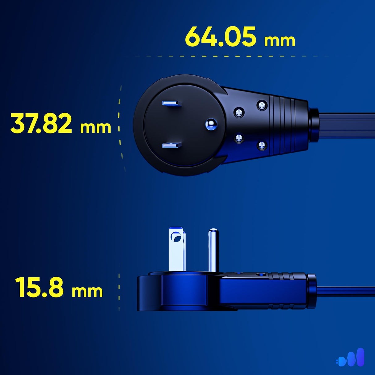 Maximm Cable 20 Ft 360° Rotating Flat Plug Extension Cord, 16/3 AWG Multi 3 Outlet 3-Prong Grounded Wire- Black - UL Certified