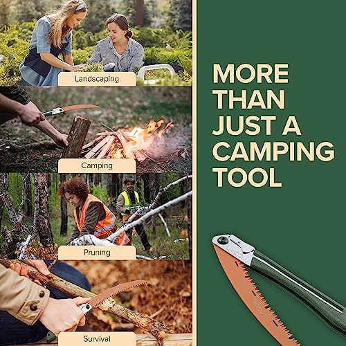LAGOM Folding Camp Saw for Cutting Branches, 11.4" Curved Blade | SK5 Steel, Ergonomic Handle, One-Hand Use, Secure Lock | Foldable Pruning Tool for Camping, Gardening, Survival, Kayaking, Outdoors