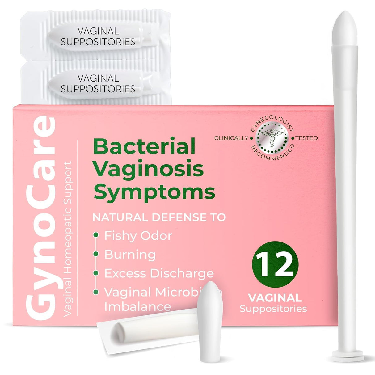 Bacterial Vaginosis Symptoms Relief For Women | Boric Acid Suppositories For Women | Natural Homeopathic for Odor, Itching, Discharge, BV, and Vaginal Microbiota Imbalance | 12 Vaginal Suppositories