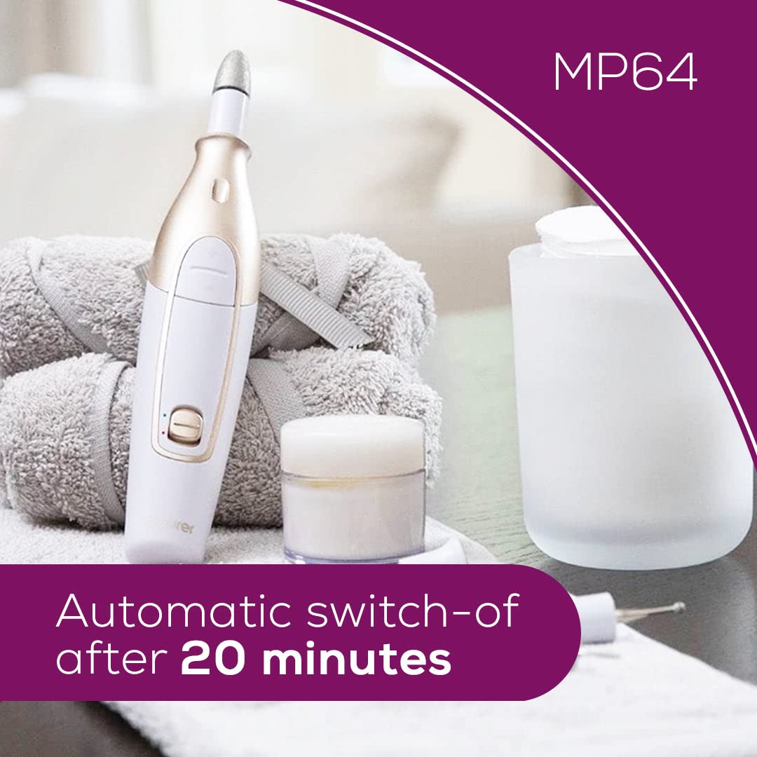 Beurer MP64 Nail Drill Kit, Cordless Electric Nail File with 10 Attachments and LED Light, Electric Manicure Set with Adjustable Speed, E-File for Manicure and Pedicure, with Storage Case