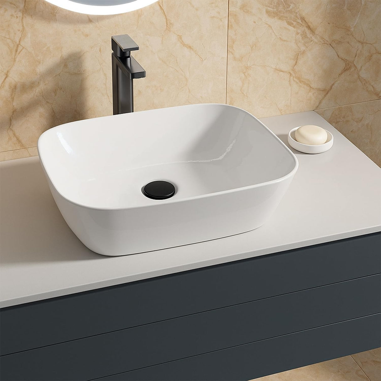 Bathroom Black Basin Waste | Slotted Waste | Pop Up Sink Plug | Click Clack Waste