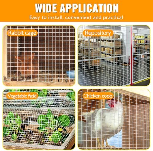 Hardware Cloth 1/4 inch 48 x 100 ft Galvanized Chicken Wire Fencing 23 Gauge Heavy Duty Hot Dip Galvanized Wire Fence Roll for Chicken Poultry Coop, Animal, Fencing,Garden Protection