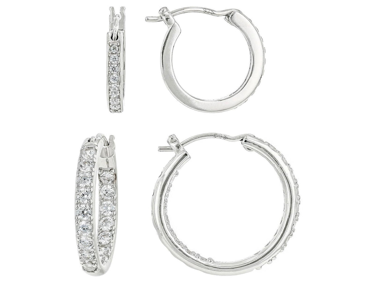 JTV 1.14 CTTW Cubic Zirconia Hoop Earrings - Platinum-Plated Silver