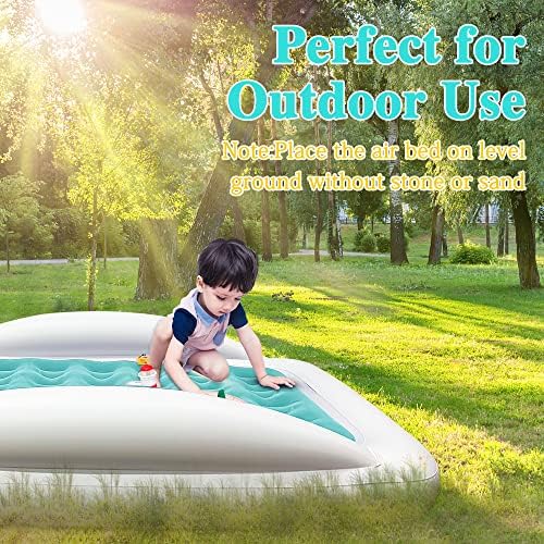 Fahuac Inflatable Kids Travel Bed Toddler Air Mattress Set,Portable Blow Up Mattress Sleeping Bed Cot with Bed Rails and Electric Pump Ideal for Road Trip