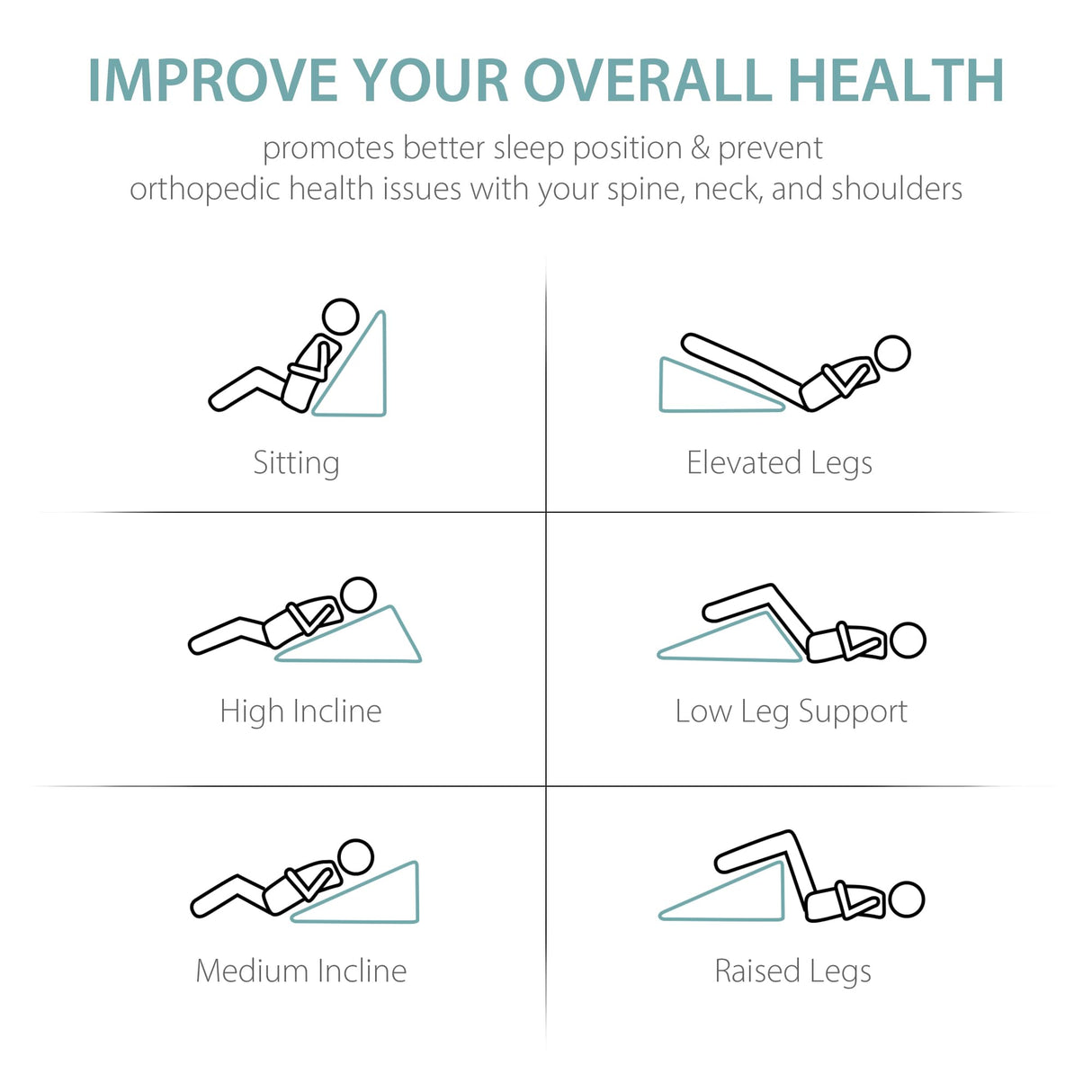 Bed Wedge Pillow with Foam Top for Sleeping, 10 Inch Elevated Support Triangle Pillow for Reading and Rest, Bed Pillow for Legs and Back Support with Washable Cover