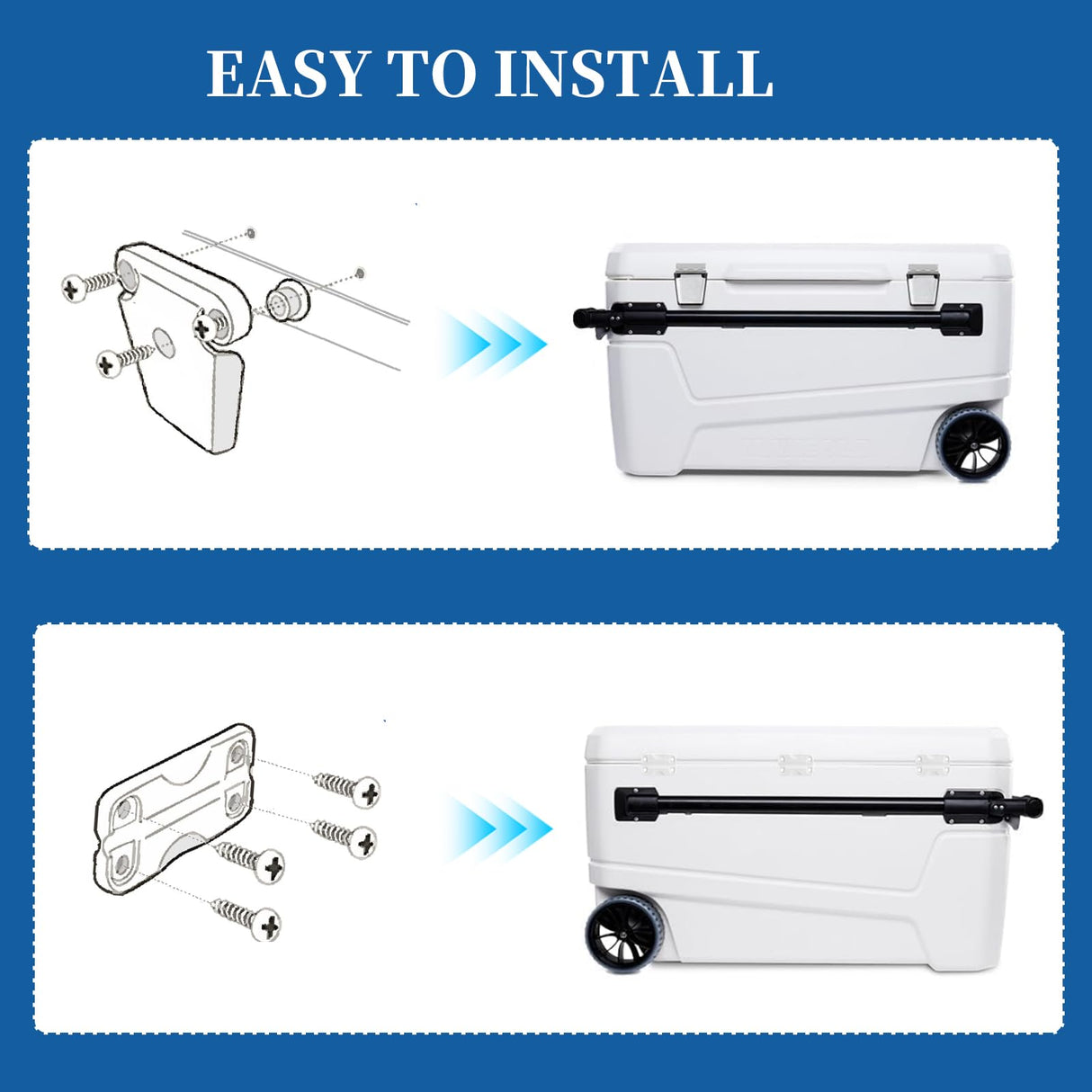 MUUPEG Cooler Hinges Replacement Kit Compatible with Igloo, 4 Cooler Hinge and 2 Latch and 22 Screws, Repair and Replace Cooler Parts with Box