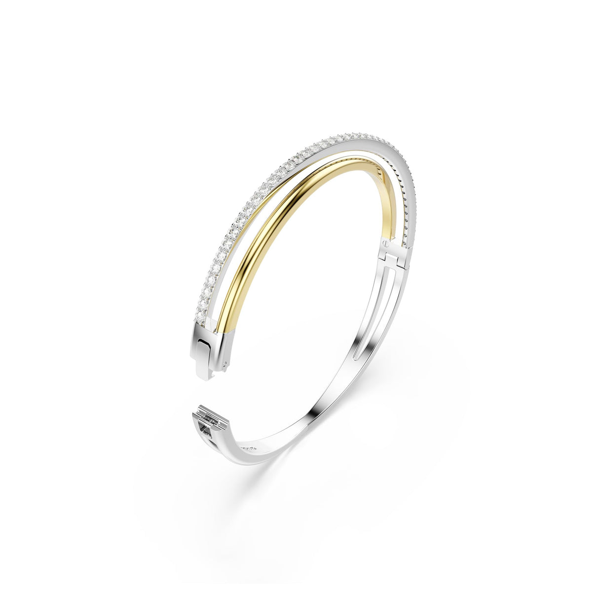 Swarovski Hyperbola Bangle, Round Cut, Clear, Mixed Metal Finish