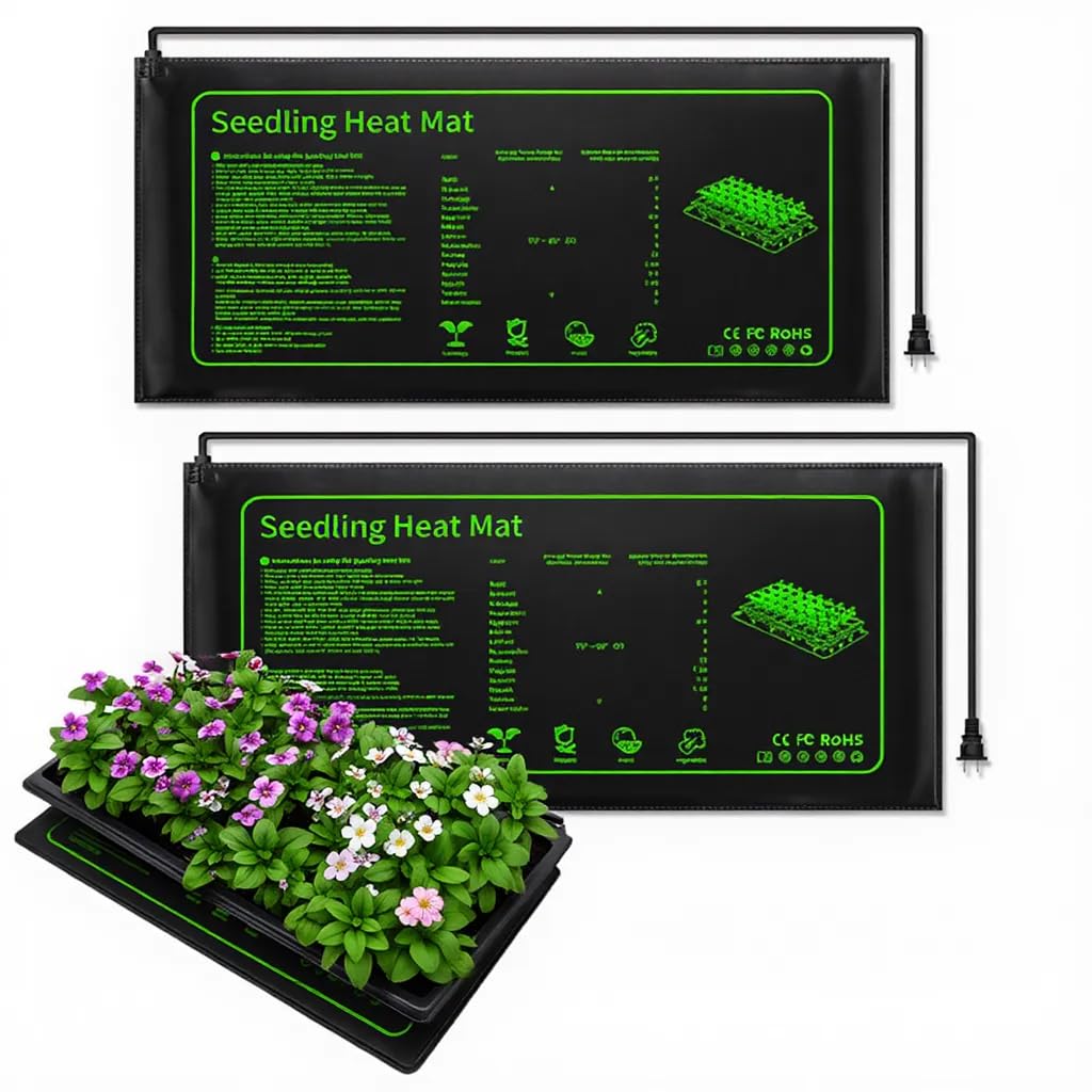 2 Pack Plant Heating Mat, 10”x20.5" Waterproof Seedling Heat Mat for Seed Starting Seeds Germination Plants, 18W Graphene Thick Reusable Heating Pads Fit For 1020 Seedling Trays, Ideal Gardening Gifts