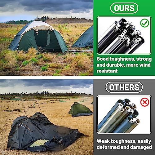 Aluminum Tent Poles Replacement - Pre-Assembled Tent Poles, Fits Both Female and Male Ends - Lightweight Tent Pole Repair Kit for Hiking Camping Backpacking Tent, 20FT