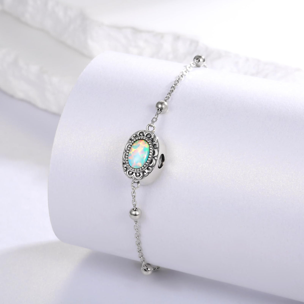 MANBU Sterling Silver Cremation Bracelet for Ashes