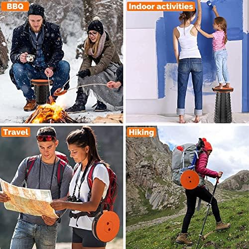 Fishboy Upgraded Collapsible Stool, 400lbs Max Weight, Lightweight But Sturdy, Portable Retractable Folding Telescoping Foldable Camping Stool for Adults Outdoor Fishing Hiking Gardening Travel BBQ