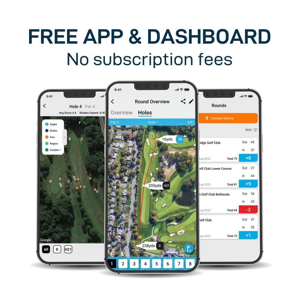 Shot Scope V5 GPS Watch, Shot Tracking, 36k+ Preloaded Courses, Full Course Maps, No Subscription, Black Bezel and Black Strap