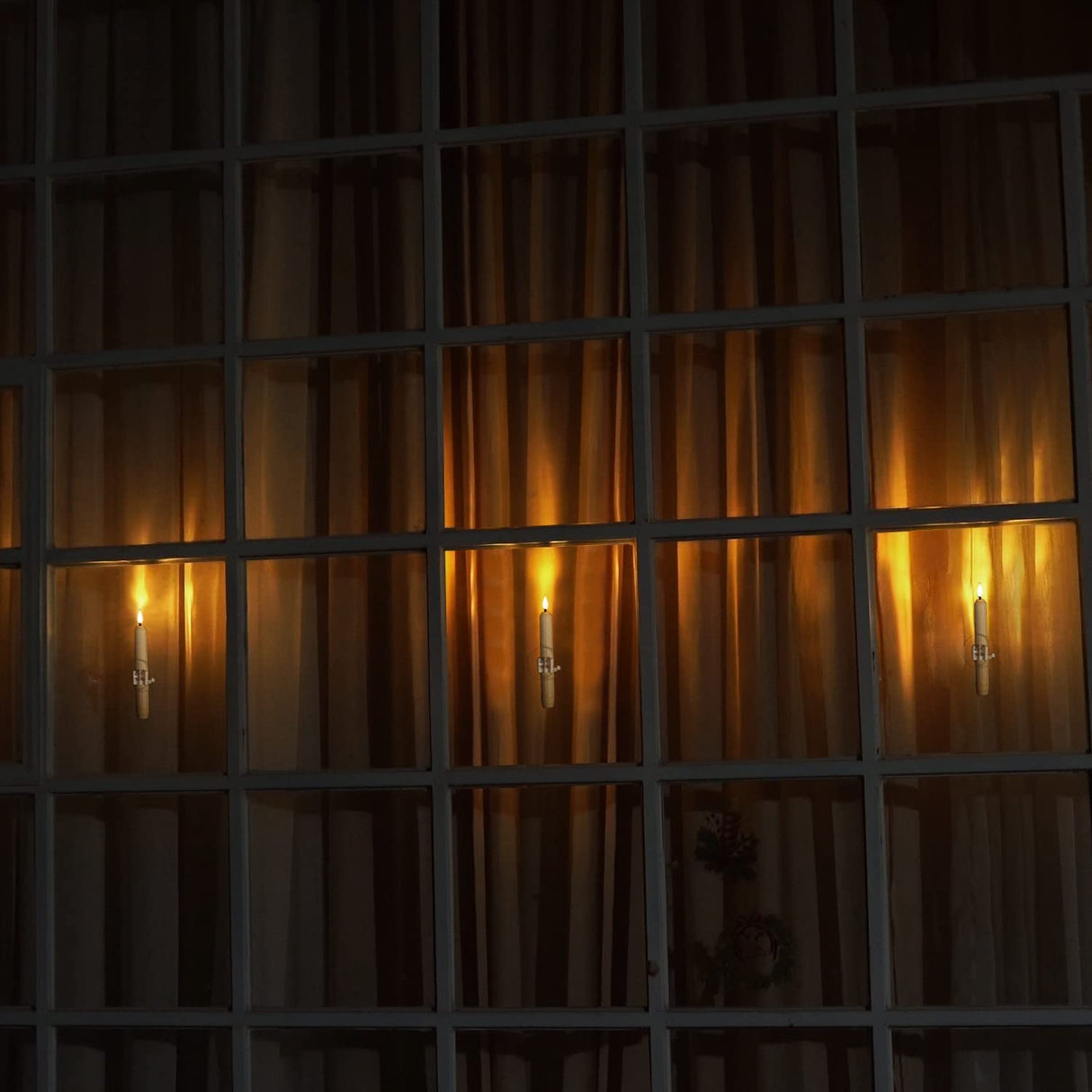 Homemory 6 Pcs Window Candles With Sensor Dusk to Dawn - Ivory Stripped Candlesticks With Suction Cups, Roman Column Battery Operated Flameless LED Taper for Christmas