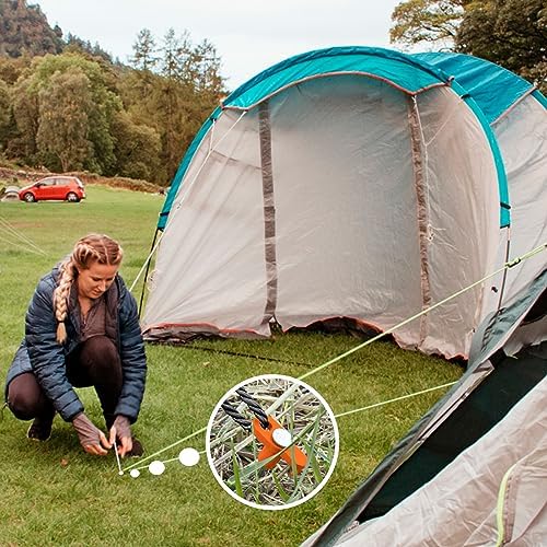 Tent Stakes, 20PCS Heavy Metal Tent Pegs, Professional Camping Tools for Outdoor Trips, Suitable for Strong Winds and Various Ground Tent Pegs, Designed for Camping (20, Red)
