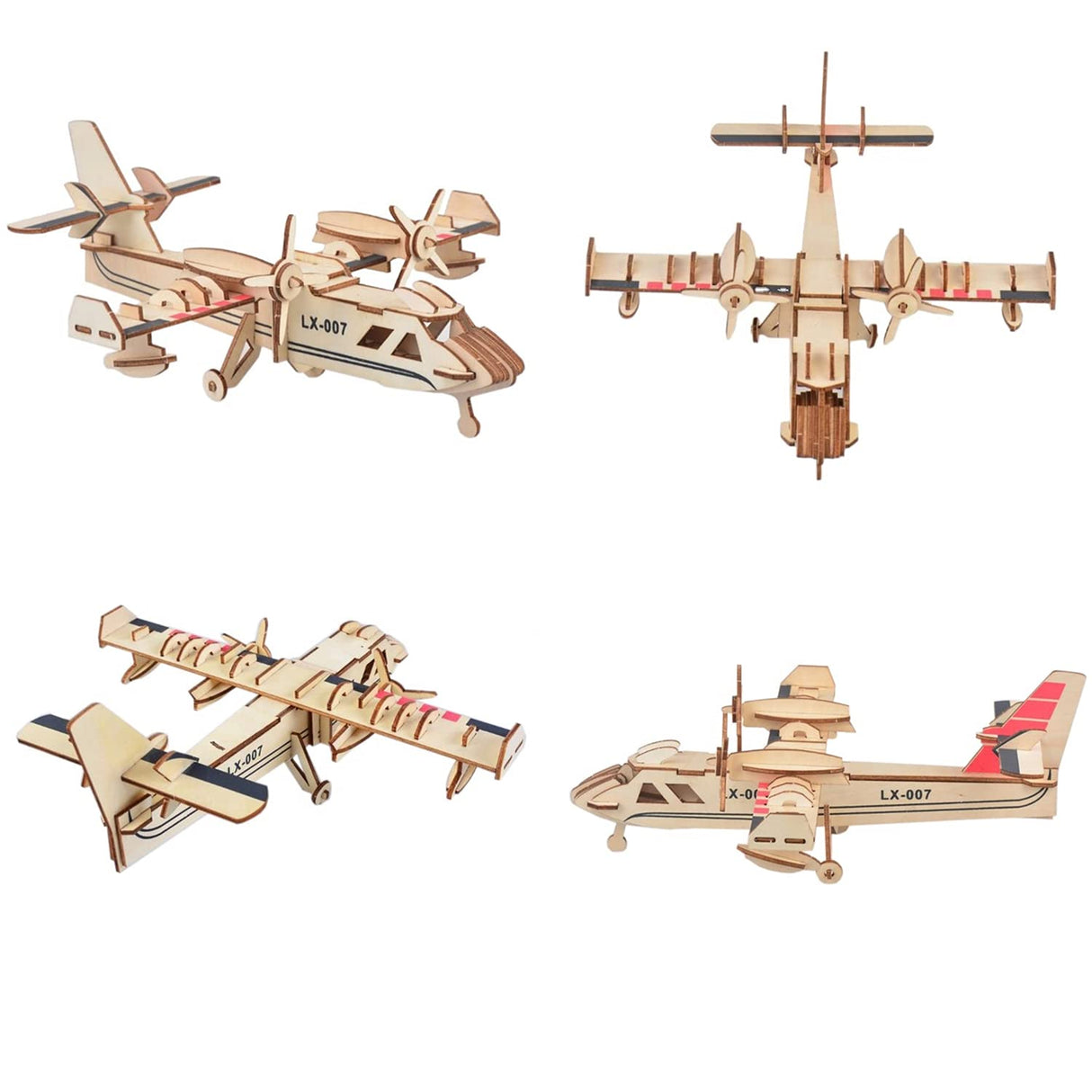 3D Wooden Puzzle - 6 Piece Set Aircraft & Helicopter Wooden Crafts Assembly Building Model Kits - Wood Aircraft & Helicopter STEM DIY Brain Teaser Puzzle for Adults & Teens Christmas Birthday Gifts