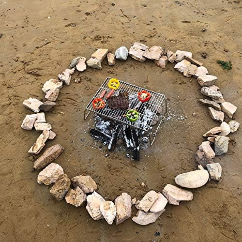 ZORMY 17" Large Folding Campfire Grill, 304 Stainless Steel Firepit Grill Grate, Heavy Duty Portable Camping Grill with Carrying Bag, Gas BBQ Grill Grate for Backpacking, Hiking, Picnics (Large)