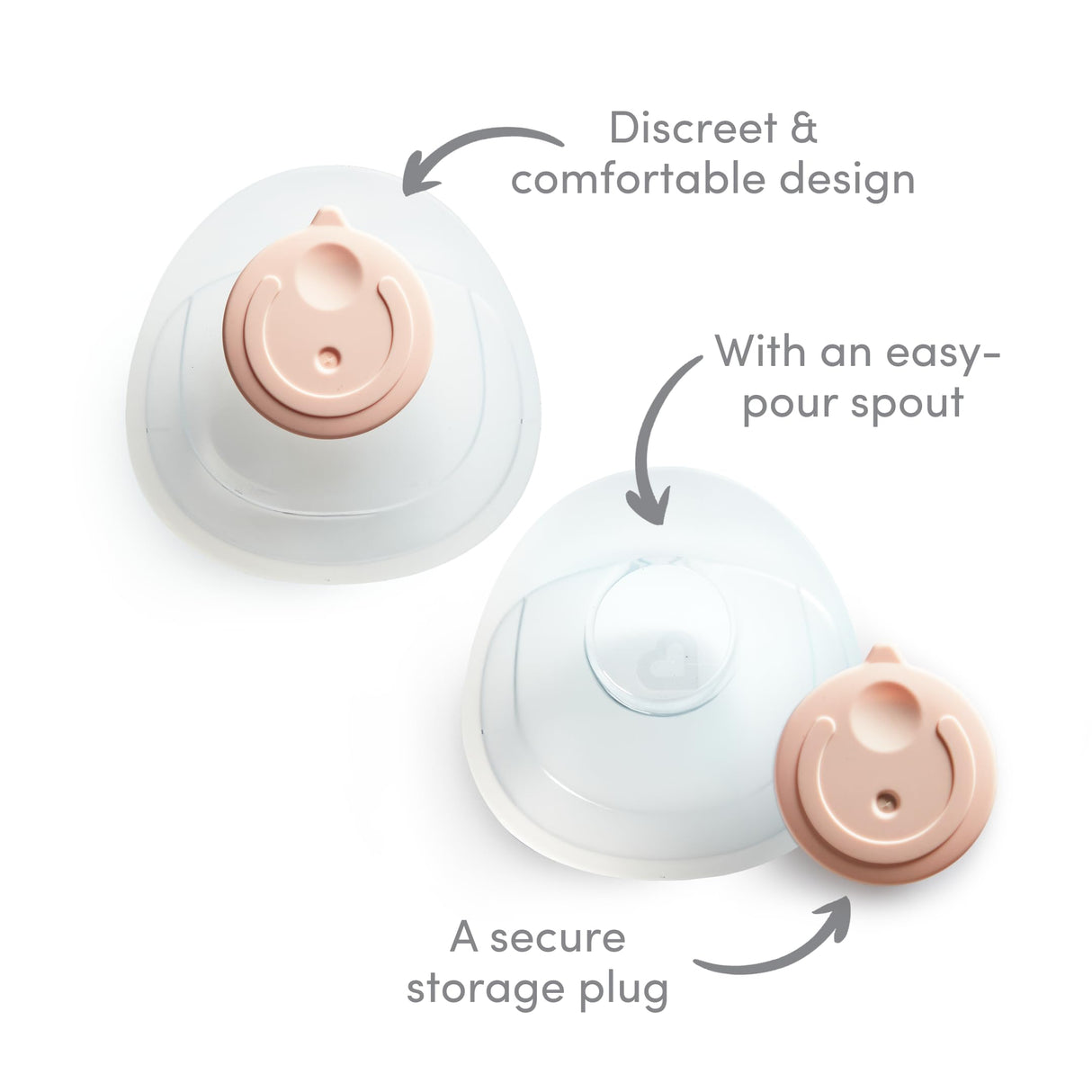 Munchkin Breast Milk Collector Cups with Storage Plug, Food Grade Silicone, BPA Free, 1.5 Ounces Each - Discreet & Comfortable, Leak Free, Breastfeeding Essential for Postpartum Moms, 2 Pack