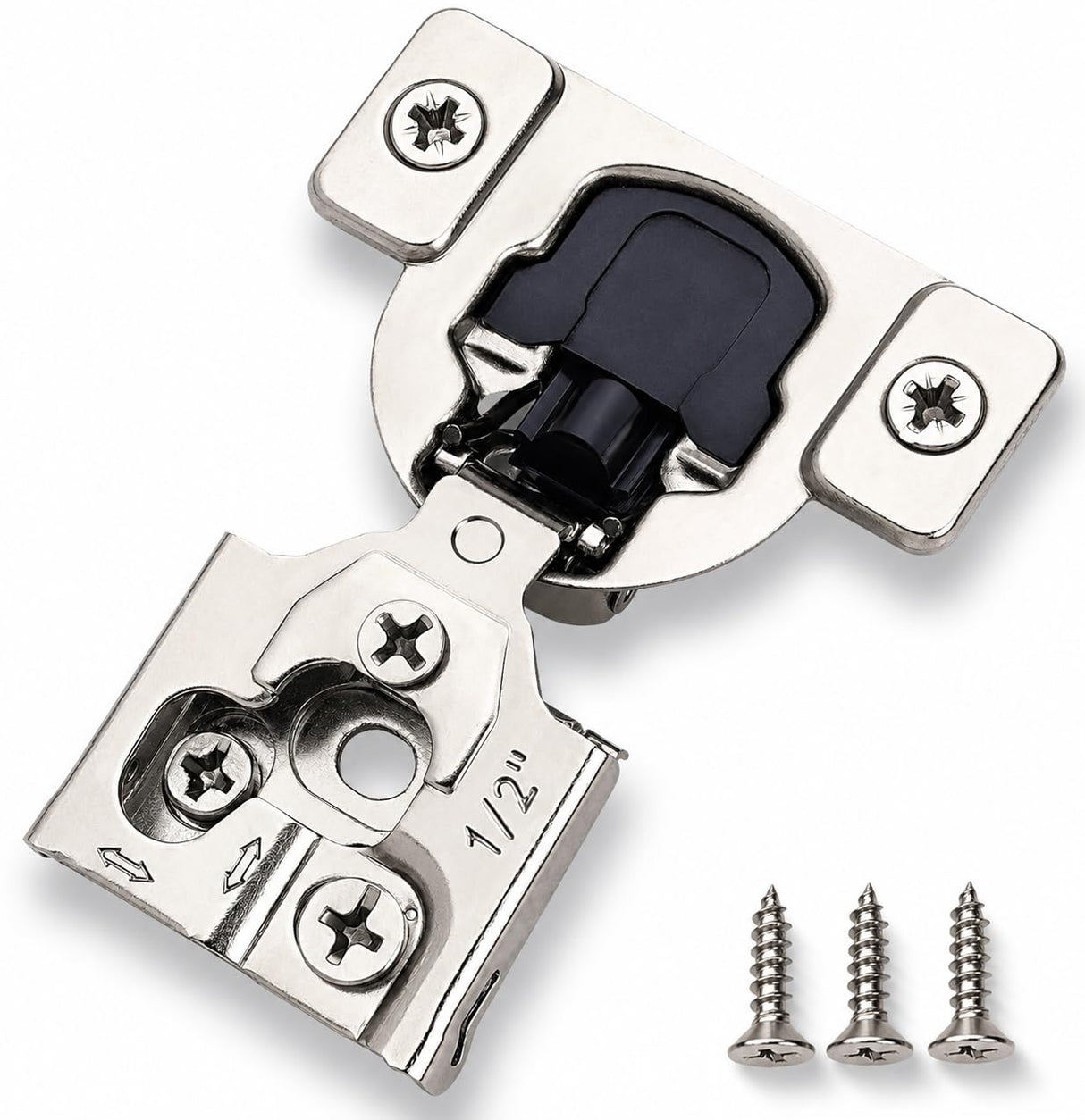 Decobasics 50 Pack Soft Close Cabinet Hinges – 1/2" Overlay for Kitchen Cabinet Doors, Slow Self-Closing Concealed Hidden Hinges for Face Frame –Stainless Steel, 3-Way Adjustable & Quiet Close Damper