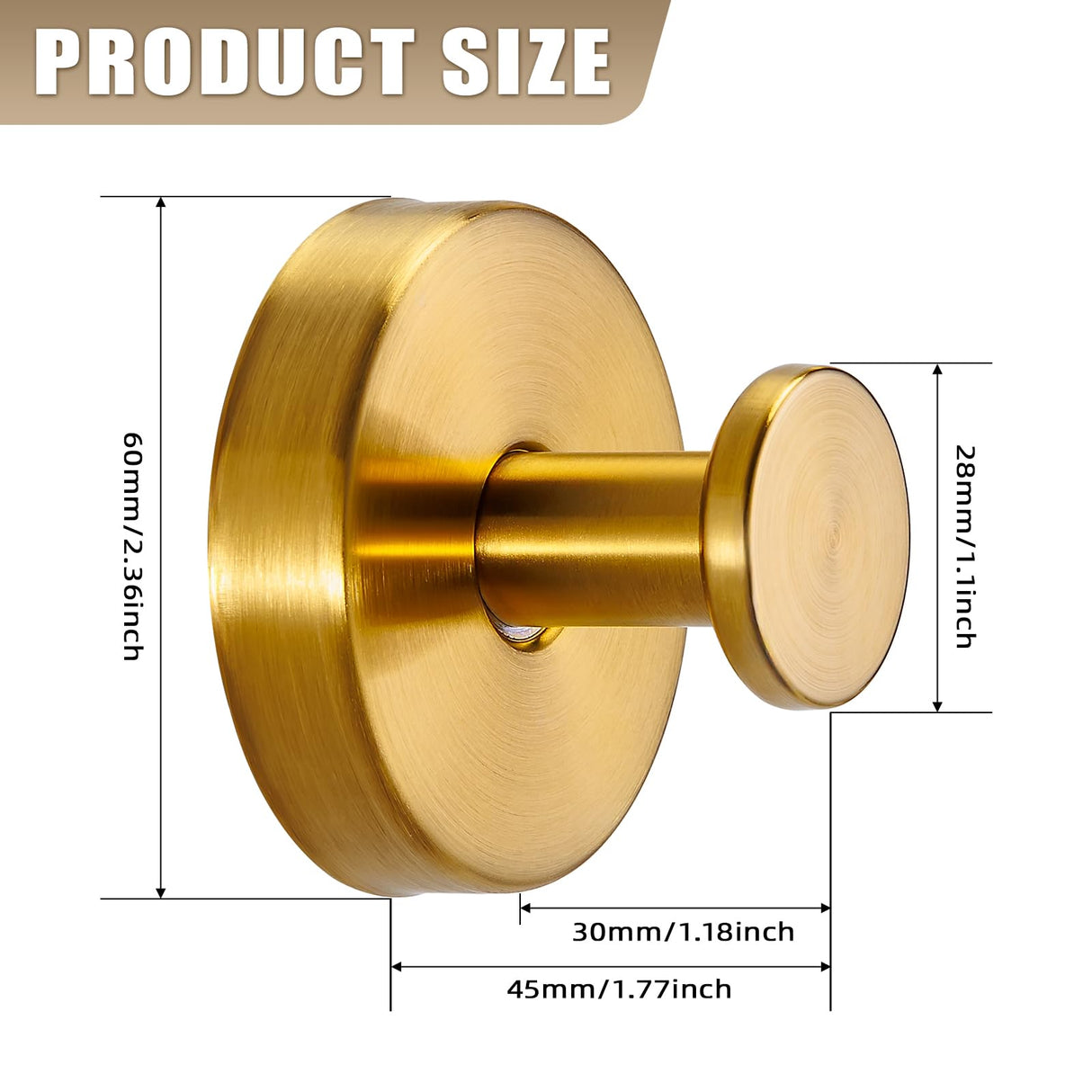 Fenas Suction Cup Hooks for Shower No-Drill Bathroom Hooks for Towels, Robes, Loofah Mountable on Bathroom Walls, Kitchen, Glass, Mirrors, Tile and Smooth,Non-Porous Surfaces (2 Pack, Brushed Gold)