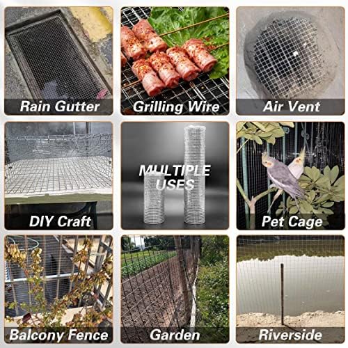 Hardware Cloth 8'' x 20' 1/4 in Galvanized Wire Mesh Roll (23 GA) Chicken Wire Fence Roll for Chicken Pen/coop Fences, Screen mesh, Rabbit/Snake Fences, Poultry enclosures, Handicraft Making, etc.