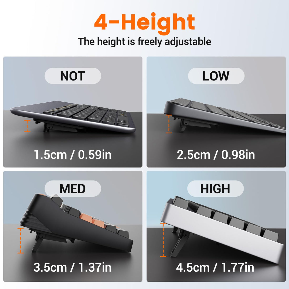 HONKID Computer Keyboard Stand for Desktop,Adjustable Keyboard Riser for Apple Magic Keyboard and Flat-Back Keyboards Only, Ergonomic Office Desk Accessories