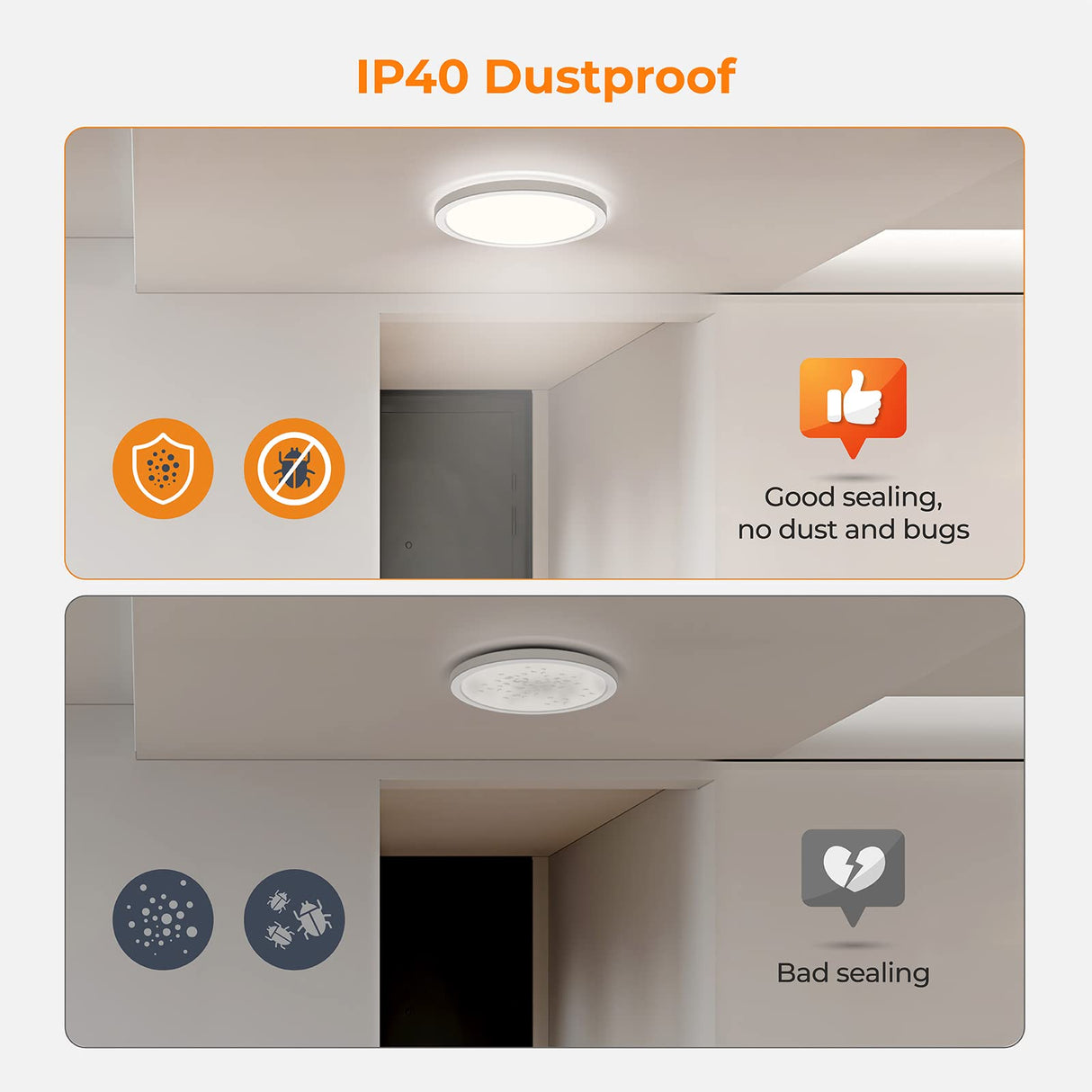 BLNAN LED Flush Mount Ceiling Light, 9 Inch 18W 3000K/4000K/5000K Hardwire Light Fixture, Ultra Thin Round White Lamp for Kitchen Porch Bedroom Hallway Stairwell Basement, Non-dimmable 2 Pack